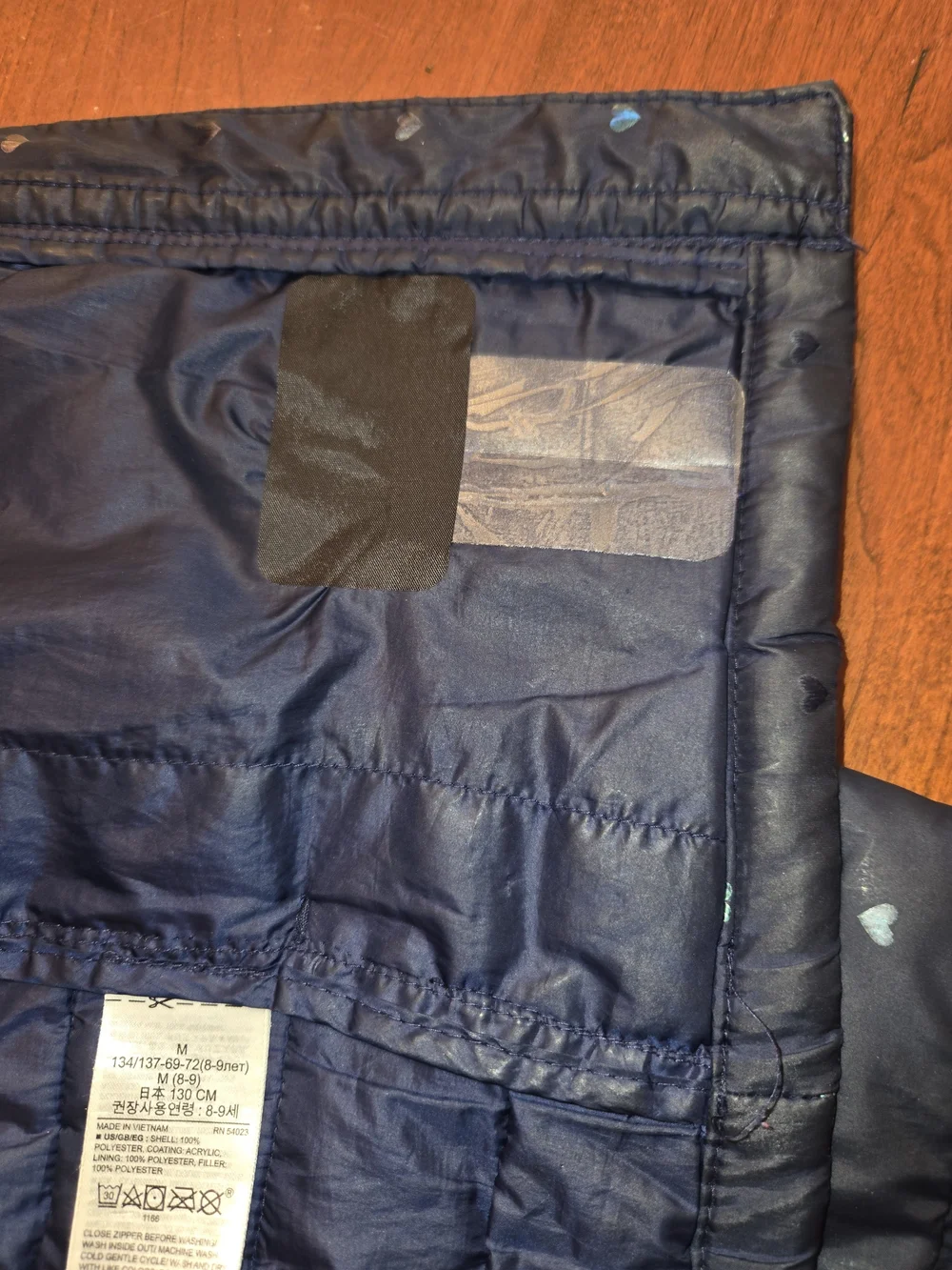 Kids Navy Hooded Puffer Jacket Medium